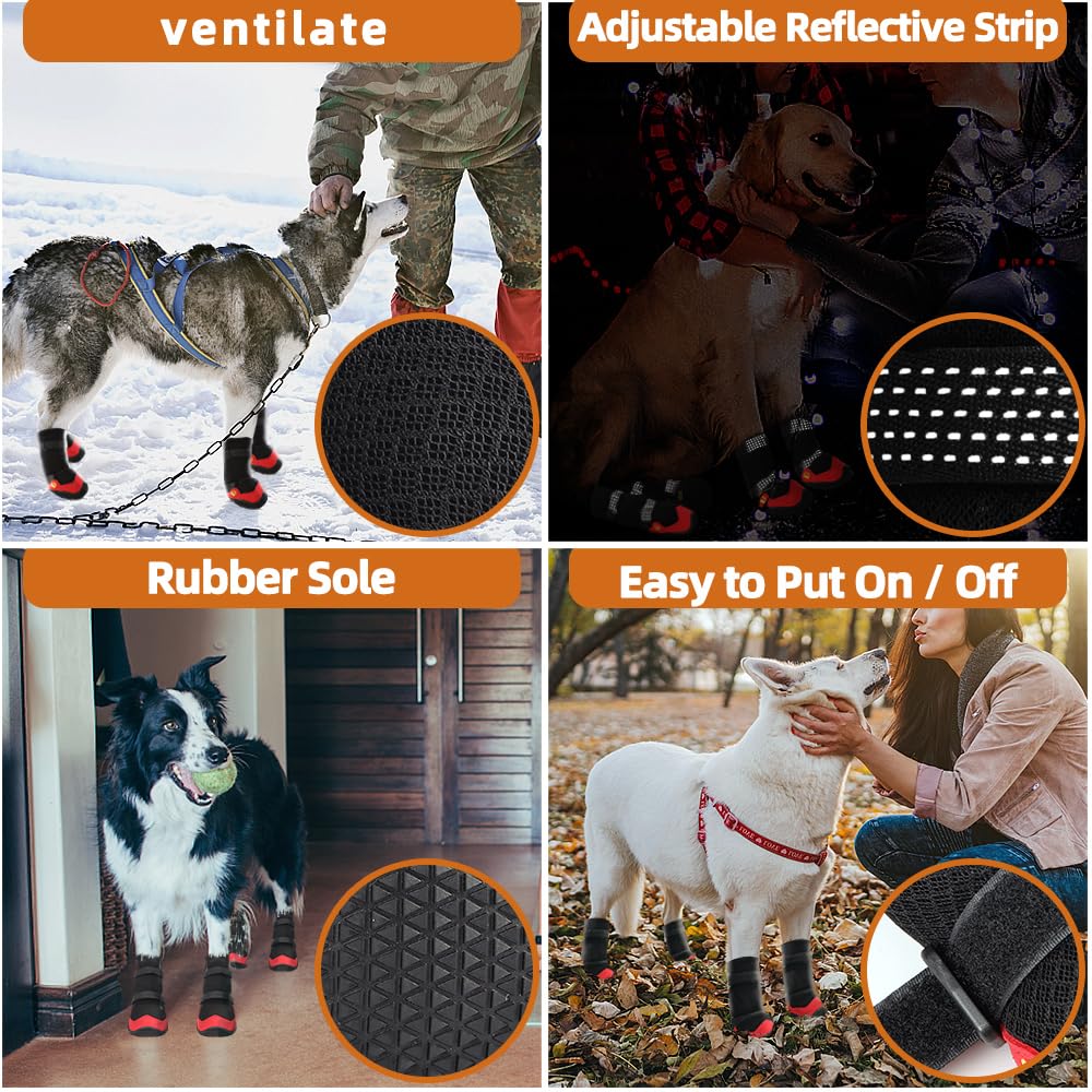 Dog Shoes For Hot Pavement Anti-Slip Dog Boots Waterproof Dog Shoes For Small To Large Dogs With Reflective Straps Pet Dog Boots